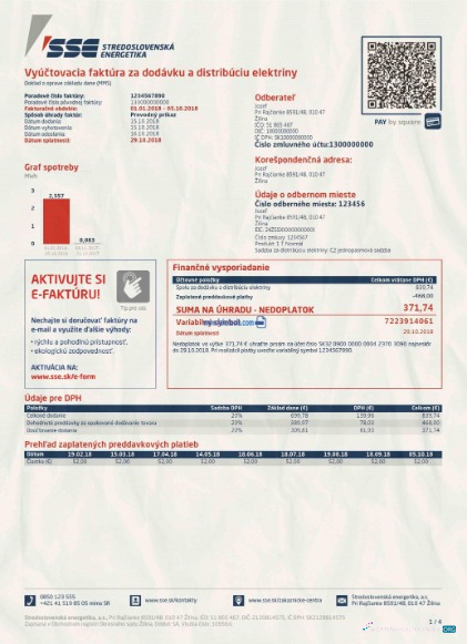 download download Slovakia SSE energy utility bill in PSD format photoshop template photoshop template